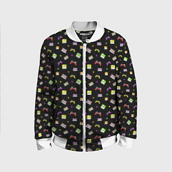 Детский бомбер 90s pattern on black