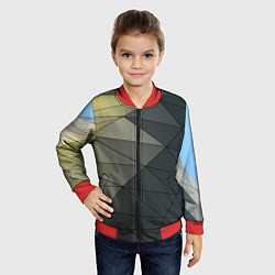 Бомбер детский Абстрактная сетка из множества фигур, цвет: 3D-красный — фото 2