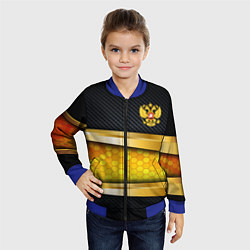 Бомбер детский Black & gold - герб России, цвет: 3D-синий — фото 2