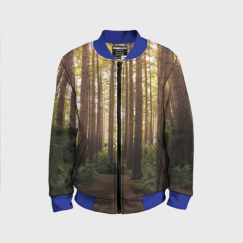 Детский бомбер Дневной лес, деревья и свет / 3D-Синий – фото 1
