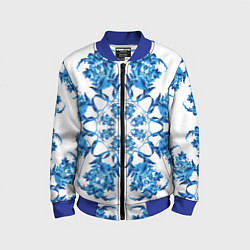 Бомбер детский Гжель синий цветок, цвет: 3D-синий