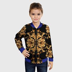 Бомбер детский Золотая гжель модные цветы, цвет: 3D-синий — фото 2