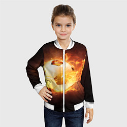 Бомбер детский Футбольный мяч огонь, цвет: 3D-белый — фото 2