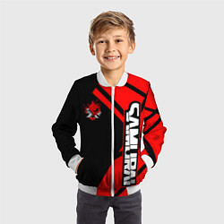 Бомбер детский Cyberpunk 2077 - Надпись Samurai, цвет: 3D-белый — фото 2