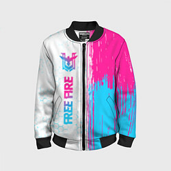 Бомбер детский Free Fire neon gradient style: по-вертикали, цвет: 3D-черный