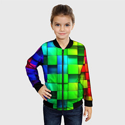 Бомбер детский Цветные неоновые кубы, цвет: 3D-черный — фото 2