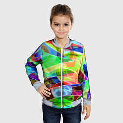 Бомбер детский Цветная геометрическая композиция - лето, цвет: 3D-серый — фото 2