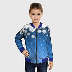 Бомбер детский Снежный узор на синем фоне, цвет: 3D-синий — фото 2