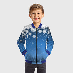 Бомбер детский Снежный узор на синем фоне, цвет: 3D-синий — фото 2