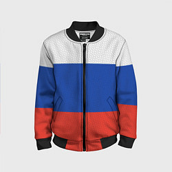 Бомбер детский Триколор - флаг России плетёный, цвет: 3D-черный
