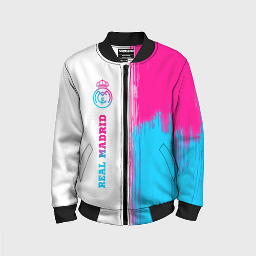 Детский бомбер Real Madrid neon gradient style: по-вертикали / 3D-Черный – фото 1