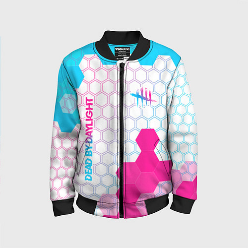 Детский бомбер Dead by Daylight neon gradient style: надпись, сим / 3D-Черный – фото 1