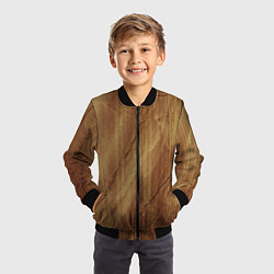 Бомбер детский Деревянная текстура, цвет: 3D-черный — фото 2
