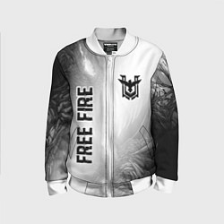 Бомбер детский Free Fire glitch на светлом фоне: надпись, символ, цвет: 3D-белый