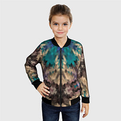 Бомбер детский Геометрический симметричный узор в коричневых тона, цвет: 3D-черный — фото 2