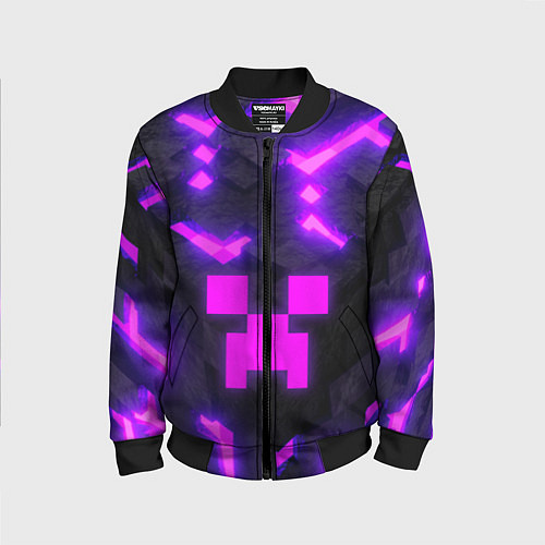 Детский бомбер Майнкрафт розовый / 3D-Черный – фото 1