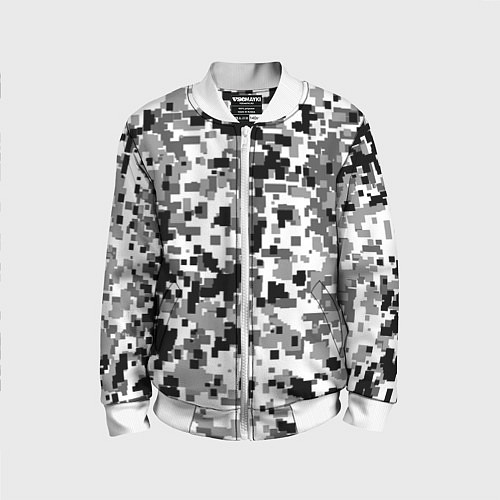Детский бомбер Городской пиксель камуфляж / 3D-Белый – фото 1
