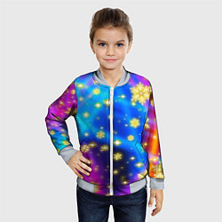 Бомбер детский Снежинки и звезды - яркие цвета, цвет: 3D-серый — фото 2