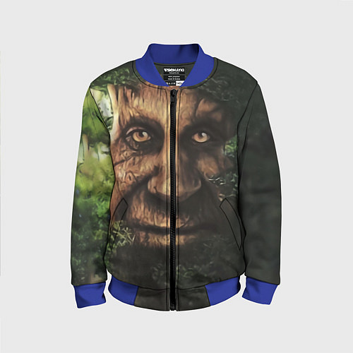 Детский бомбер Дерево с лицом мем Мудрое дерево / 3D-Синий – фото 1