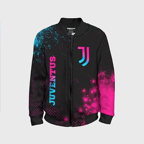 Детский бомбер Juventus - neon gradient: надпись, символ / 3D-Черный – фото 1