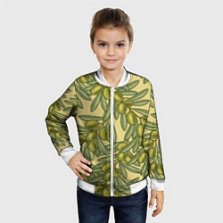 Бомбер детский Винтажные ветви оливок, цвет: 3D-белый — фото 2