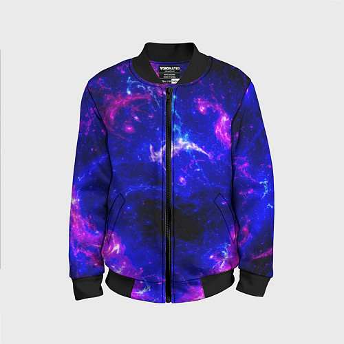 Детский бомбер Неоновый космос со звездами / 3D-Черный – фото 1