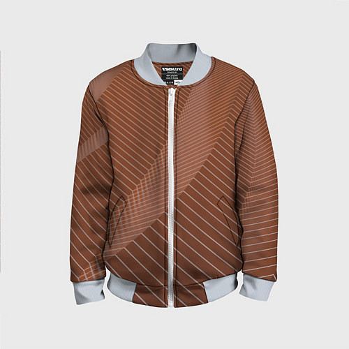Детский бомбер Абстрактные белые линии на коричневом паттерне / 3D-Серый – фото 1