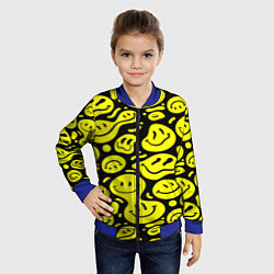 Бомбер детский Кислотный желтый смайлик, цвет: 3D-синий — фото 2