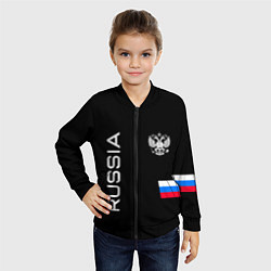 Бомбер детский Россия и три линии на черном фоне, цвет: 3D-черный — фото 2