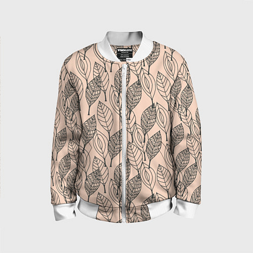 Детский бомбер Листья штрихованные / 3D-Белый – фото 1