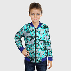 Бомбер детский Пятнистый абстрактный узор серый с бирюзовыми лини, цвет: 3D-синий — фото 2