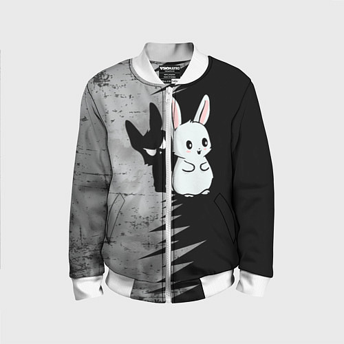 Детский бомбер Теневой зайка / 3D-Белый – фото 1