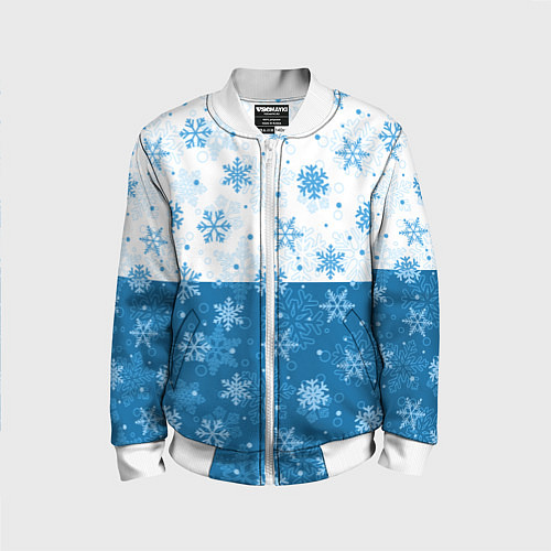 Детский бомбер Снежинки день - ночь / 3D-Белый – фото 1