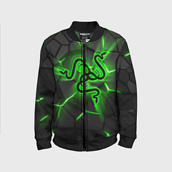 Бомбер детский Razer neon logo, цвет: 3D-черный