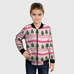 Бомбер детский Новогодний свитер: розовый, цвет: 3D-черный — фото 2