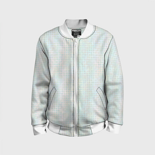 Детский бомбер Многоцветный в пастельных тонах сетчатый узор / 3D-Белый – фото 1