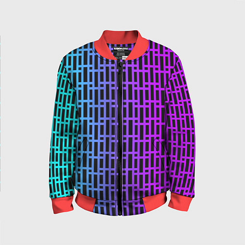 Детский бомбер Неоновая клетка / 3D-Красный – фото 1