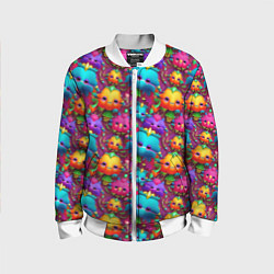 Бомбер детский Паттерн веселые Маленькие Монстры, цвет: 3D-белый