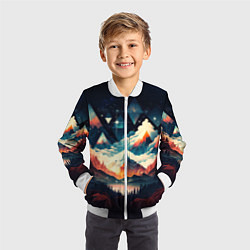 Бомбер детский Футуризм горы, цвет: 3D-белый — фото 2