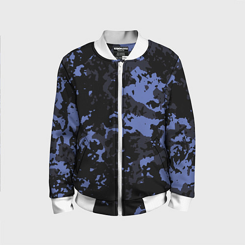 Детский бомбер Тёмно-синий камуфляж / 3D-Белый – фото 1