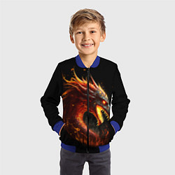 Бомбер детский Яростный огненный дракон, цвет: 3D-синий — фото 2
