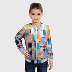 Бомбер детский Живописные мазки краски, цвет: 3D-серый — фото 2