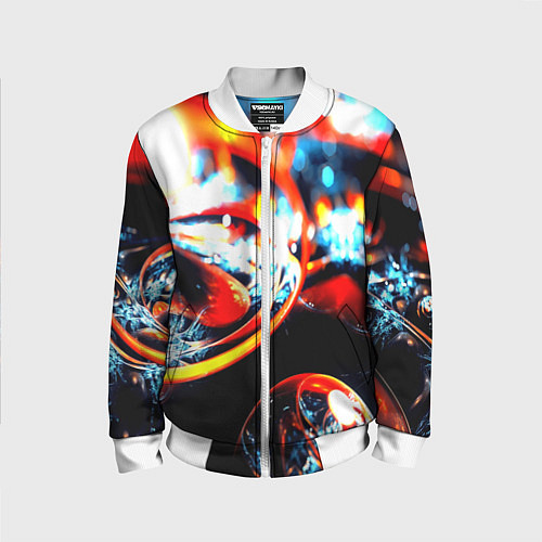 Детский бомбер Фрактальный узор / 3D-Белый – фото 1