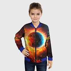 Бомбер детский Планета в огненном космосе, цвет: 3D-синий — фото 2