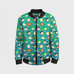 Бомбер детский Южный Парк - паттерн персонажи, цвет: 3D-черный