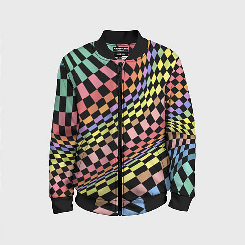 Детский бомбер Colorful avant-garde chess pattern - fashion / 3D-Черный – фото 1