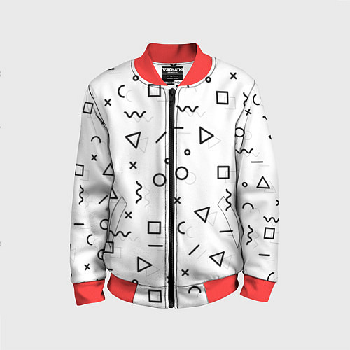 Детский бомбер Разные геометрические фигуры / 3D-Красный – фото 1