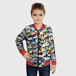 Бомбер детский Акварельные черепа, цвет: 3D-красный — фото 2