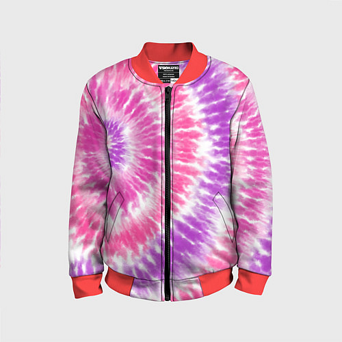 Детский бомбер Тай-дай розовый с фиолетовым / 3D-Красный – фото 1