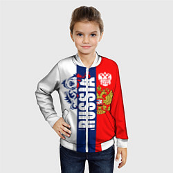 Бомбер детский Russia national team: white blue red, цвет: 3D-белый — фото 2